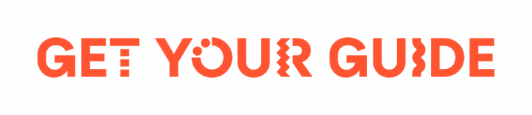 The image shows the words “GET YOUR GUIDE” in bold, all-caps orange letters with playful, geometric design elements integrated into each letter on a light background—perfect inspiration for your next Alesund walking tour.