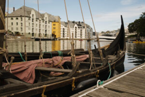 A viking boat in Ålesund harbour.