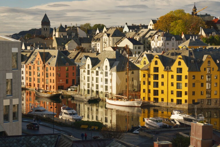 Colorful Art Nouveau buildings in Alesund